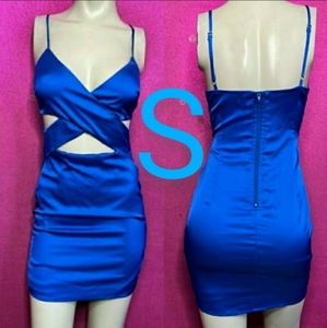 🆕Royal Blue Silky Satin Cami Sexy NightOut Bodycon Dress  Size S